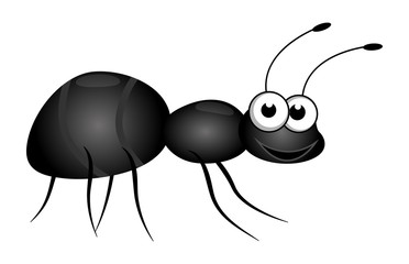 Friendly cute cartoon little ant isolated on a white background. Flat style.