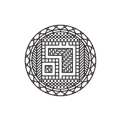 Bastract mandala line art logo design for yoga studio and spa