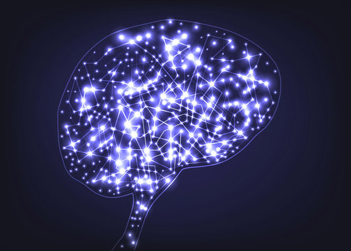 Concept de l’acticité cérébrale avec une image médicale qui montre la connection des neurones à l’intérieur d’un cerveau humain.