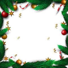 Horizontal Christmas template for designs, web banners, posters, flyers etc. Vector illustration the white background