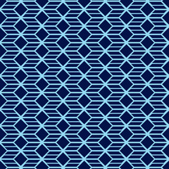 Abstract geometric pattern with lines, rhombuses A seamless vector background. blue black  texture