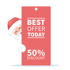 Santa Claus with offer sign for Merry Christmas