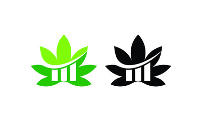 Cannabis finance Logo Design template. cannabis or marijuana leaf sign symbol. 