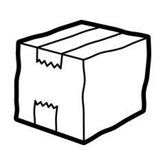 Cardboard box for storage or shipping cartoon illustration