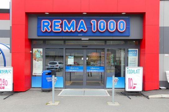 ANDALSNES, NORWAY - JULY 20, 2015: Rema 1000 supermarket in Andalsnes, Norway. Rema 1000 is part of Reitan Group, retail and real estate with 3,852 stores in Europe.