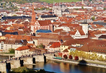 Fototapeta na wymiar Würzburg, Blick von der Festung auf die Altstadt