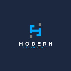 Initial S logo design minimal clean and simple technology business logo