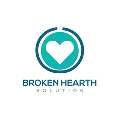 Broken hearth divorce consulting, familiy care consulting business logo simple minimalist design