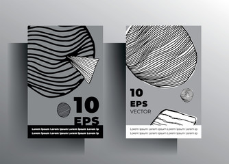 Set of templates for covers, posters, cards, backgrounds. Modern monochrome design with hand-drawn graphic elements. EPS 10 vector.