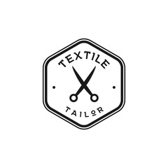 Scissor logo for tailor textile with vintage style silhouette scissor logo design