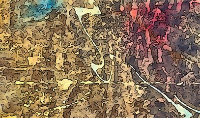 Abstract fantasy motifs colorful texture. Crazy colors background with swirled elements. Decorative paint waves.