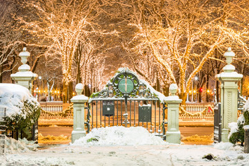 Frozen Boston Common Park in the Winter