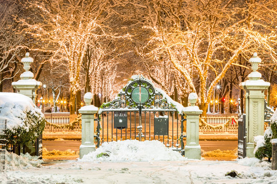 Frozen Boston Common Park In The Winter