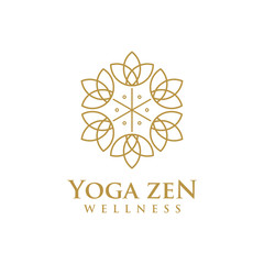Wellness logo with a simple and clean modern design with elegant line art style for yoga massage or spa and beauty business.