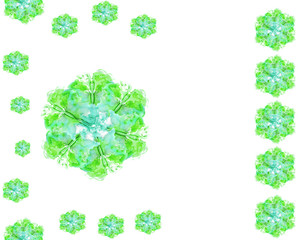 blot, green watercolor stain, flower, clover, pattern, notebook page