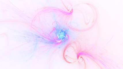 Fototapeta na wymiar Abstract transparent blue and pink crystal shapes. Fantasy light background. Digital fractal art. 3d rendering.