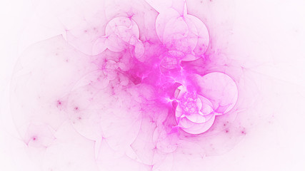 Abstract transparent pink crystal shapes. Fantasy light background. Digital fractal art. 3d rendering.
