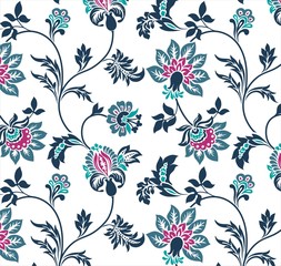 Colorful wedding card design, paisley floral pattern , India	