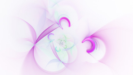 Obraz na płótnie Canvas Abstract transparent pink and green crystal shapes. Fantasy light background. Digital fractal art. 3d rendering.