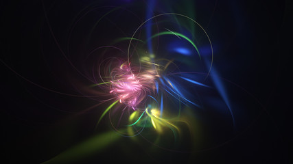 Abstract transparent rose and blue crystal shapes. Fantasy light background. Digital fractal art. 3d rendering.