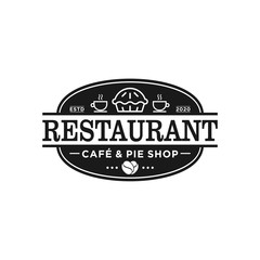 Restaurant logo - food drink product with spoon and fork element bread pie