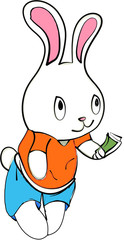 illustration of rabbit with money 