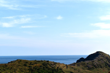 Fototapeta na wymiar Hill and sea view background