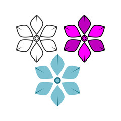 flat and thin line icons for flowers,vector illustrations
