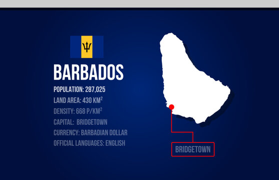 Barbados country infographic with flag and map creative design