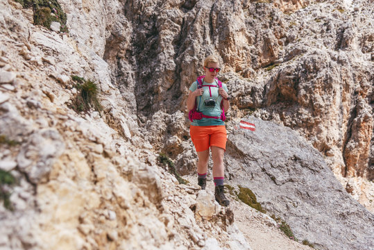 hiker in the dolomites
