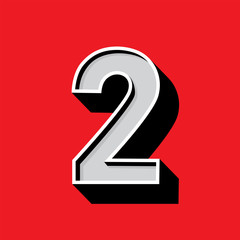 Number 2 logo on red background