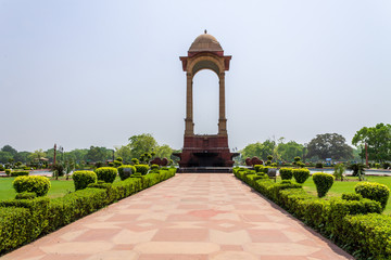 Fototapeta premium Canopy in vicinity near the Indian Gate, inside square garden. New Delhi, India, Asia