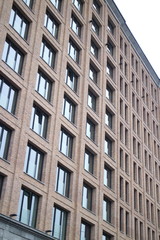 skyscraper bottom view in autumn day