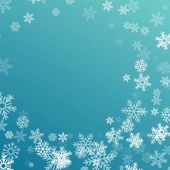 New Year and Christmas card with snowflakes of blue and gray