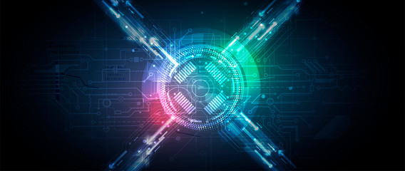 Abstract circuit board futuristic technology processing background
