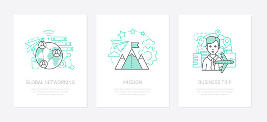 Business communications - line design style icons set