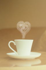 Coffee cup on wood table