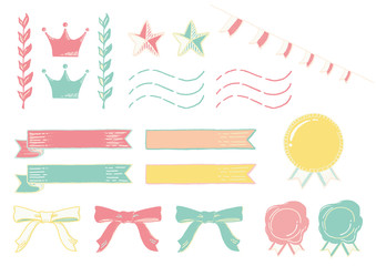 手書き風 旗 セット 秋 レトロ ヴィンテージ Sticker ティック