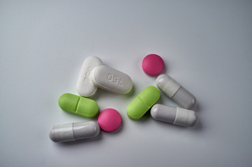 pills on white background
