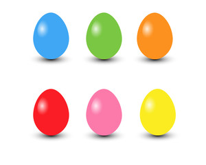 Set of realistic eggs on white background. Easter collection. Vector illustration.