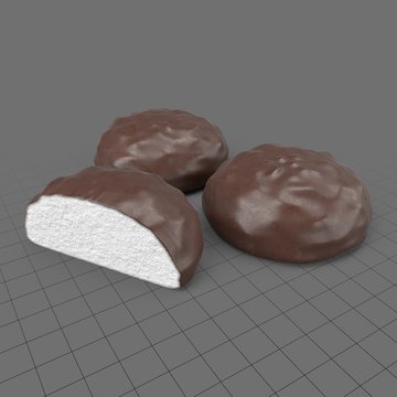 Marshmallows coated with chocolate