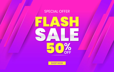 Flash sale discount banner template promotion. Social media banner template, voucher, discount, flash sale