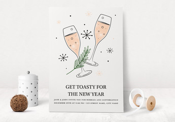 New Years Eve Party Invite Layout with Champagne - Powered by Adobe