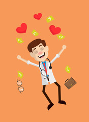 Physician Doctor - Jumping with Hearts and Money