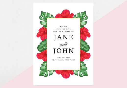 Tropical Save the Date Card Layout
