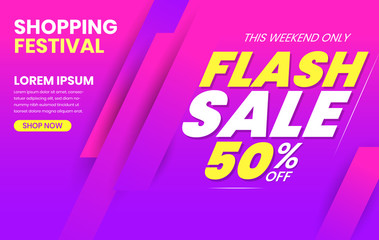 Flash sale discount banner template promotion. Social media banner template, voucher, discount, flash sale