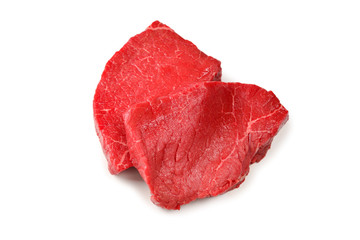Beef steak isolated on white background.