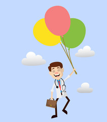 Physician Doctor - Flying with Balloons