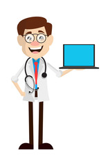 Physician Doctor - Presenting a Laptop