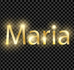 Gold shining name isolated. Happy birthday and Angel Day concept. Vector illustration